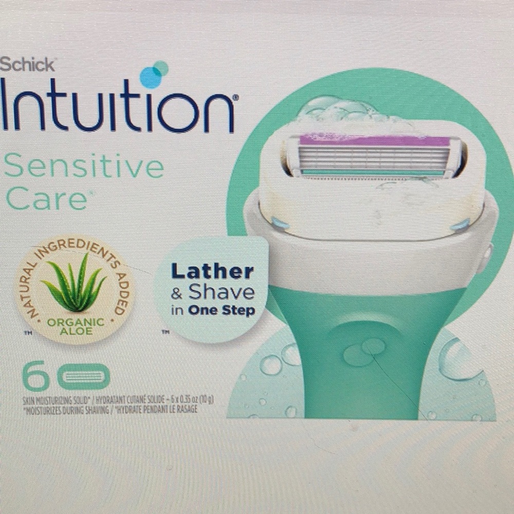 Schick intuition sensitive skin razor refills with vitamin e and aloe, pack of 6